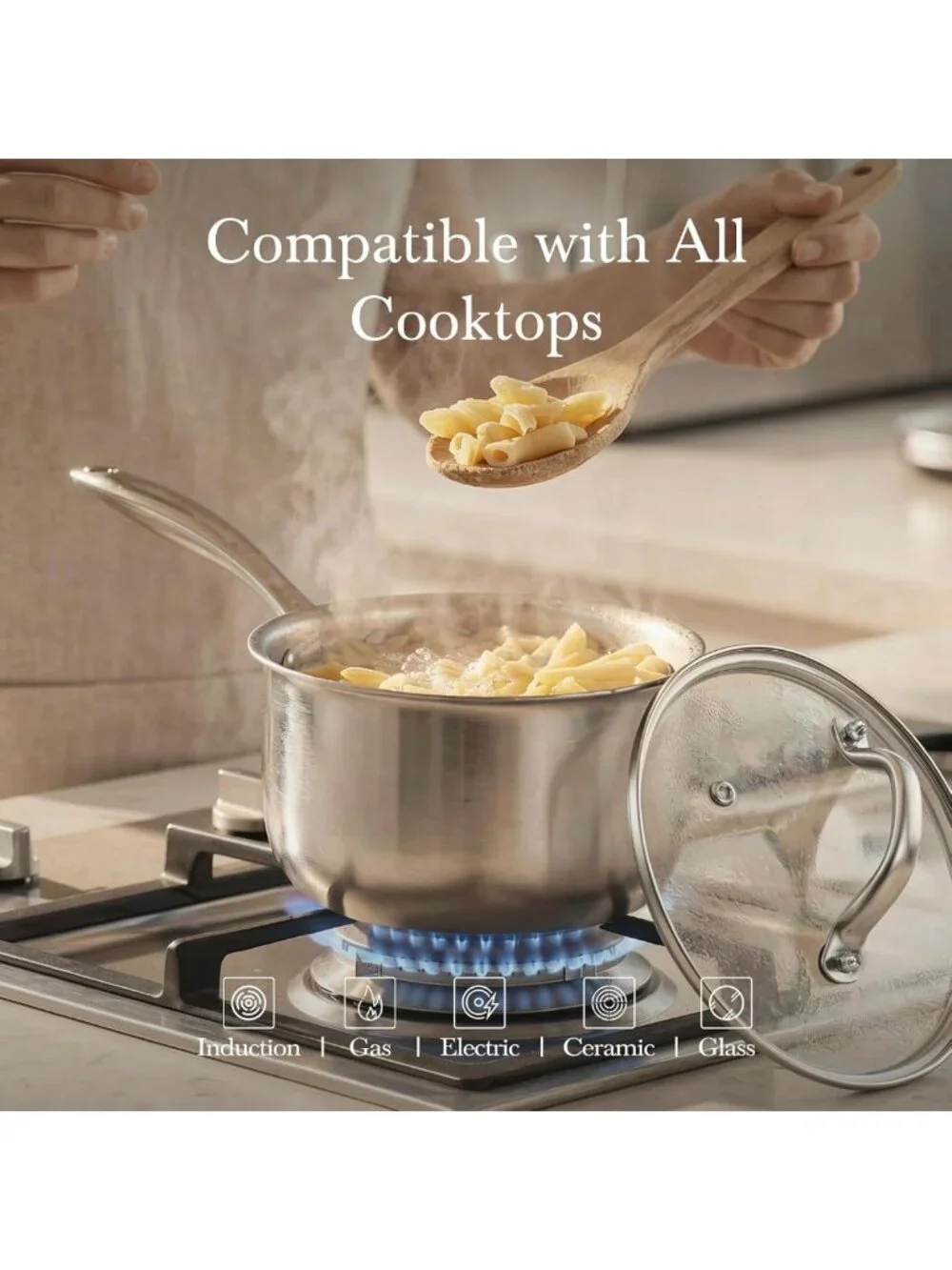 Heavy Duty Tri-Ply Stainless Steel Pots 1.5Qt & 2.5Qt | Induction Ready